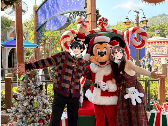 クリスマス限定サンタミッキーとのグリーティング